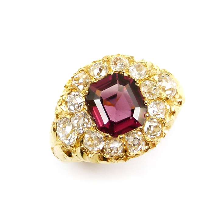 19th century garnet and diamond cluster ring